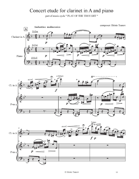 Concert etude for Clarinet in A and Piano | Hristo Tsanov